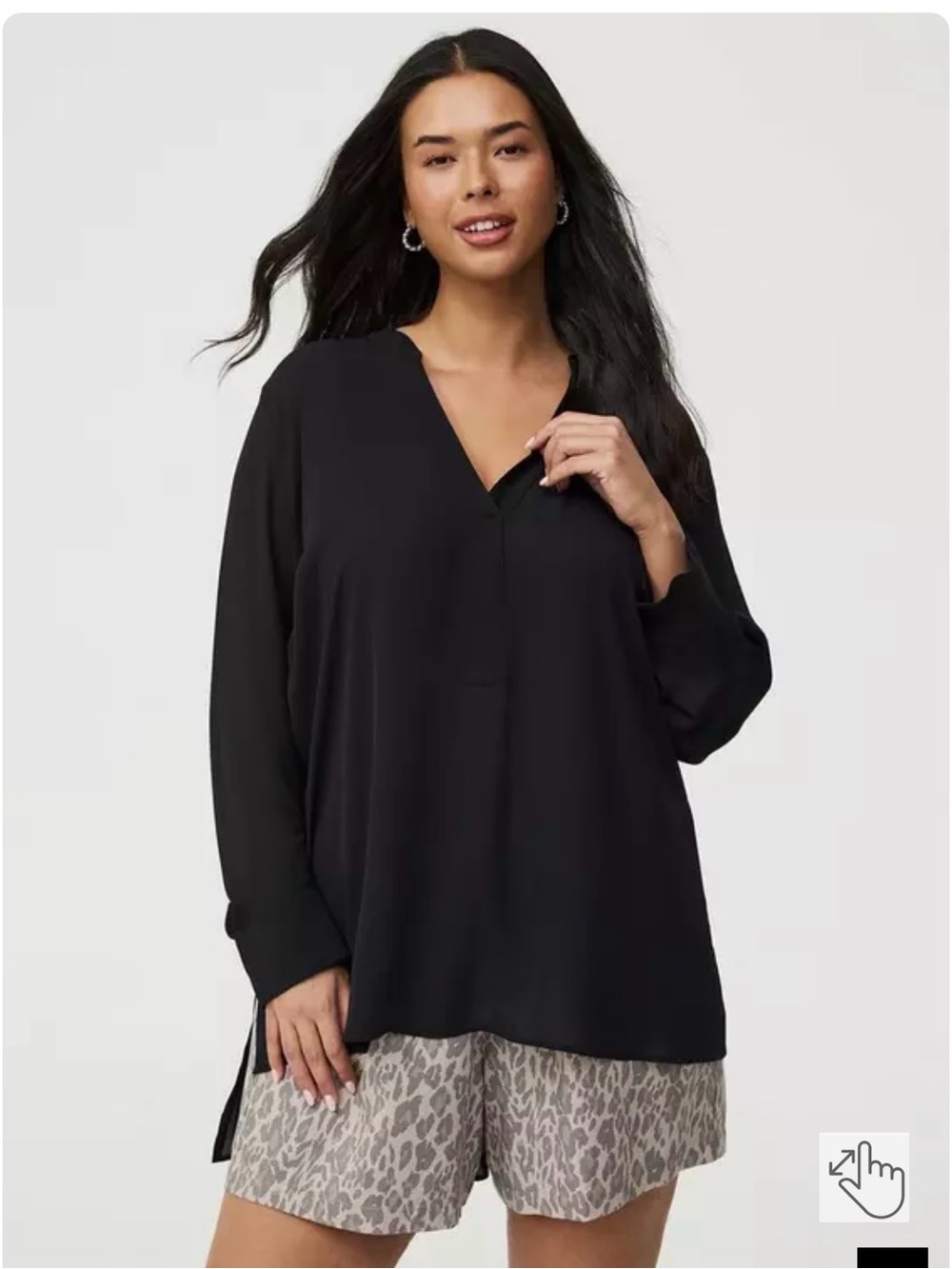 torrid Black V-Neck Long Sleeve Blouse